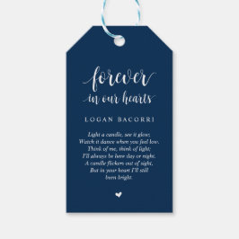 Modern Rustic Navy Blue, Funeral Memorial Service Cadeaulabel