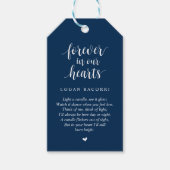Modern Rustic Navy Blue, Funeral Memorial Service Cadeaulabel (Voorkant)