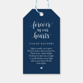 Modern Rustic Navy Blue, Funeral Memorial Service Cadeaulabel