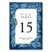 Modern Rustic Navy Blue Hydrangeas Striped Wedding Kaart (Voorkant)