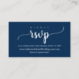 Modern Rustic, Navy Blue, online RSVP-website Encl Informatiekaartje