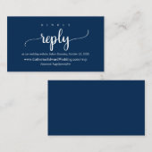 Modern Rustic, Navy Blue, online RSVP-website Encl Informatiekaartje (Voorkant / Achterkant)