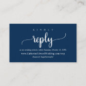 Modern Rustic, Navy Blue, online RSVP-website Encl Informatiekaartje (Voorkant)