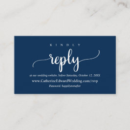 Modern Rustic, Navy Blue, online RSVP-website Encl Informatiekaartje