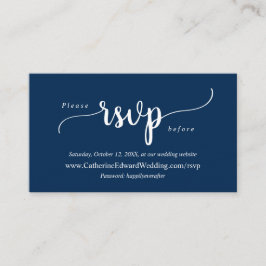 Modern Rustic, Navy Blue, online RSVP-website Encl Informatiekaartje