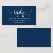 Modern Rustic, Navy Blue, online RSVP-website Encl Informatiekaartje (Voorkant / Achterkant)