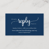 Modern Rustic, Navy Blue, online RSVP-website Encl Informatiekaartje (Voorkant)