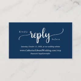 Modern Rustic, Navy Blue, online RSVP-website Encl Informatiekaartje