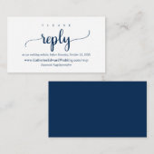 Modern Rustic, Navy Blue, online RSVP-website Informatiekaartje (Voorkant / Achterkant)