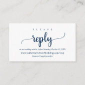 Modern Rustic, Navy Blue, online RSVP-website Informatiekaartje (Voorkant)