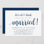 Modern Rustic, Navy Blue Schrift, Trouwen in Intim Kaart (Voorkant / Achterkant)