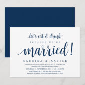Modern Rustic, Navy Blue Schrift, Trouwen Op De Vl Kaart (Voorkant / Achterkant)