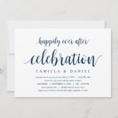 Modern Rustic, Navy Blue Schrift, Trouwvlucht Kaart (Voorkant)