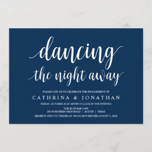 Modern Rustic, Navy Blue script, Engagement Party Kaart