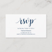 Modern Rustic, Navy Blue Script, online RSVP Informatiekaartje (Voorkant)