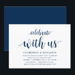 Modern Rustic, Navy Blue Script, Wedding Elopement Kaart<br><div class="desc">Modern Rustic,  Navy Blue Script,  de uitnodigingskaart (met kaartitel: Met ons vieren). Het is perfect voor je bruiloft op de huwelijksdag en je feest op de bruiloft. Voeg je gegevens toe in het overeenkomende zwarte lettertype/lettertype. #TeeshaDerrick</div>