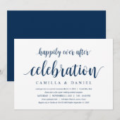 Modern Rustic, Navy Blue Script, Wedding Elopement Kaart (Voorkant / Achterkant)