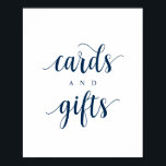 Modern Rustic, Navy Blue, Wedding Cards en Gifts Poster<br><div class="desc">Moderne Rustic Wedding Cards en Gifts Poster/bord. in Navy Blue font. Bodemborden zijn een geweldige manier om je Big Day die persoonlijke aanraking te geven en er zijn zoveel prachtige manieren om ze op te nemen! Verras je gasten met een perfect, leuk en persoonlijk trouwbord om iedereen enthousiast te maken...</div>