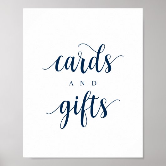 Modern Rustic, Navy Blue, Wedding Cards en Gifts Poster (Voorkant)