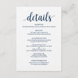 Modern Rustic Navy Wedding Details Kaart