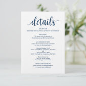Modern Rustic Navy Wedding Details Kaart (Staand voorkant)
