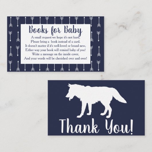 Modern Rustic Navy & White Wolf Boek Verzoek Informatiekaartje (Voorkant / Achterkant)