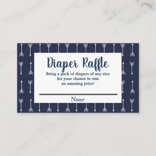 Modern Rustic Navy & White Wolf Diaper Raffle Informatiekaartje