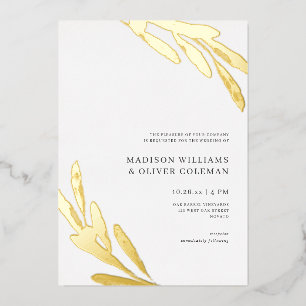 Modern Rustic Olive Branch Wedding REAL Folie Uitnodiging