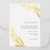 Modern Rustic Olive Branch Wedding REAL Folie Uitnodiging (Voorkant)