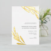 Modern Rustic Olive Branch Wedding REAL Folie Uitnodiging (Staand Voorkant)