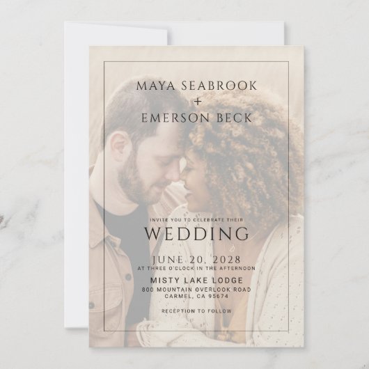 Modern Rustic Overlay Photo Wedding Kaart (Voorkant)