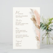 Modern Rustic Pampas Grass Wedding Menu Card (Staand voorkant)