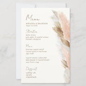 Modern Rustic Pampas Grass Wedding Menu Card (Voorkant)