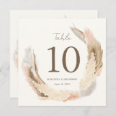 Modern Rustic Pampas Grass Wedding Table Number Kaart (Voorkant / Achterkant)