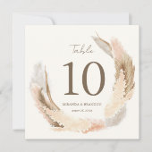 Modern Rustic Pampas Grass Wedding Table Number Kaart (Voorkant)