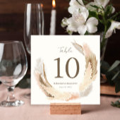 Modern Rustic Pampas Grass Wedding Table Number Kaart