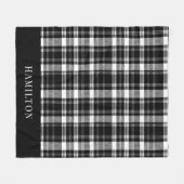 Modern Rustic Personalized Black and White Plaid Fleece Deken (Voorkant (Horizontaal))