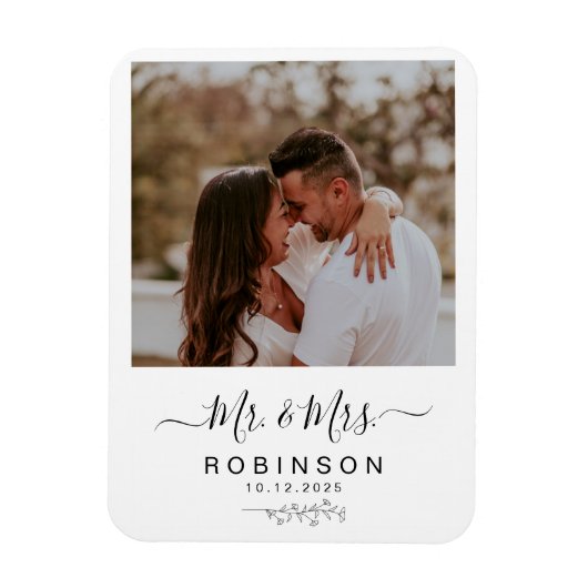 Modern Rustic Photo Botanical Wedding Magneet (Verticaal)