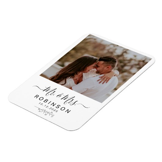 Modern Rustic Photo Botanical Wedding Magneet (Linkerzijde)