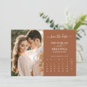Modern Rustic Photo Calendar Terracotta Wedding Save The Date (Staand voorkant)