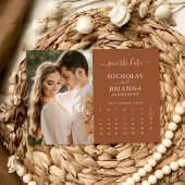 Modern Rustic Photo Calendar Terracotta Wedding Save The Date