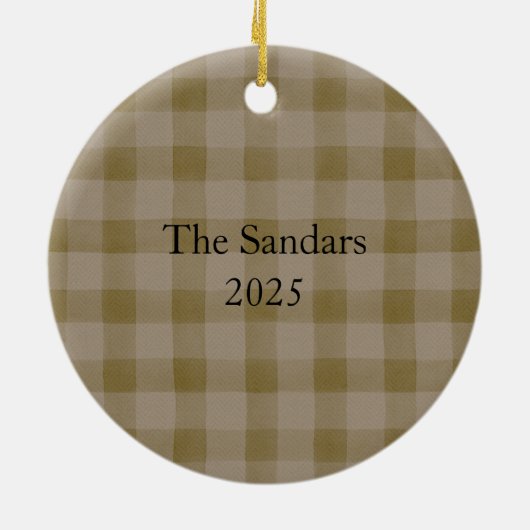 Modern Rustic Plaid Christmas Ornament Personalize (Achterkant)