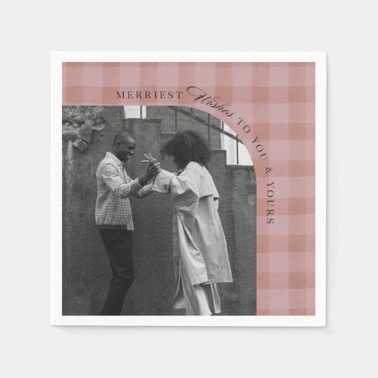 Modern Rustic Plaid Holiday Napkins Personalized Servet (Voorkant)