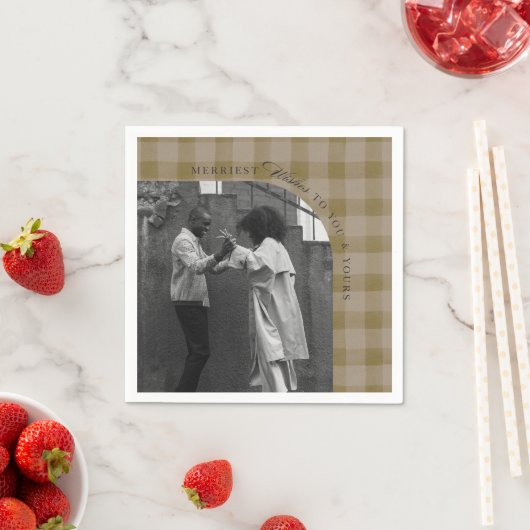 Modern Rustic Plaid Holiday Napkins Personalized Servet (Insitu)