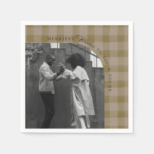 Modern Rustic Plaid Holiday Napkins Personalized Servet (Voorkant)