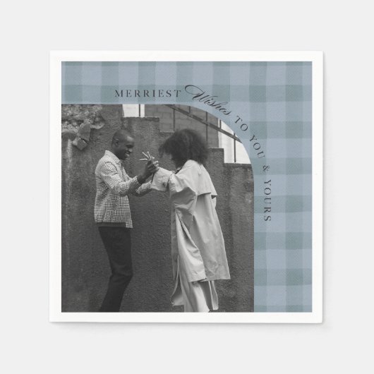 Modern Rustic Plaid Holiday Napkins Personalized Servet (Voorkant)