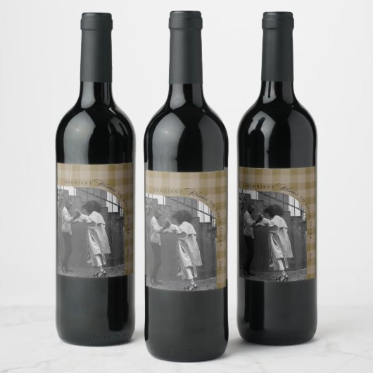 Modern Rustic Plaid Holiday Wine Label Personalize Wijn Etiket (Flessen)
