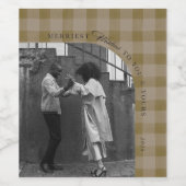 Modern Rustic Plaid Holiday Wine Label Personalize Wijn Etiket (Enkel label)