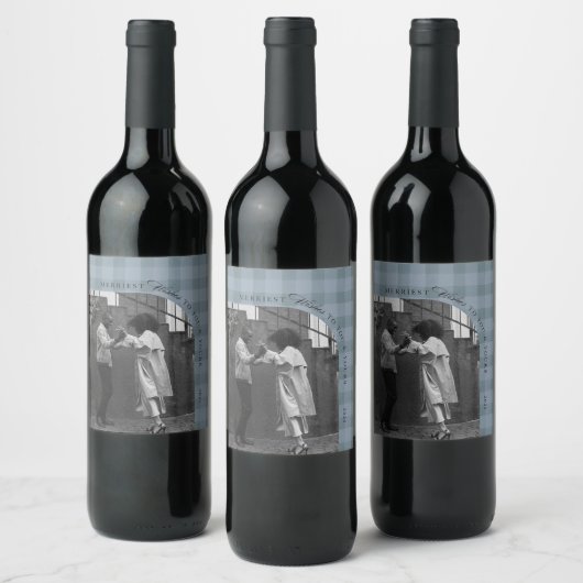 Modern Rustic Plaid Holiday Wine Label Personalize Wijn Etiket (Flessen)