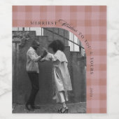 Modern Rustic Plaid Holiday Wine Label Personalize Wijn Etiket (Enkel label)